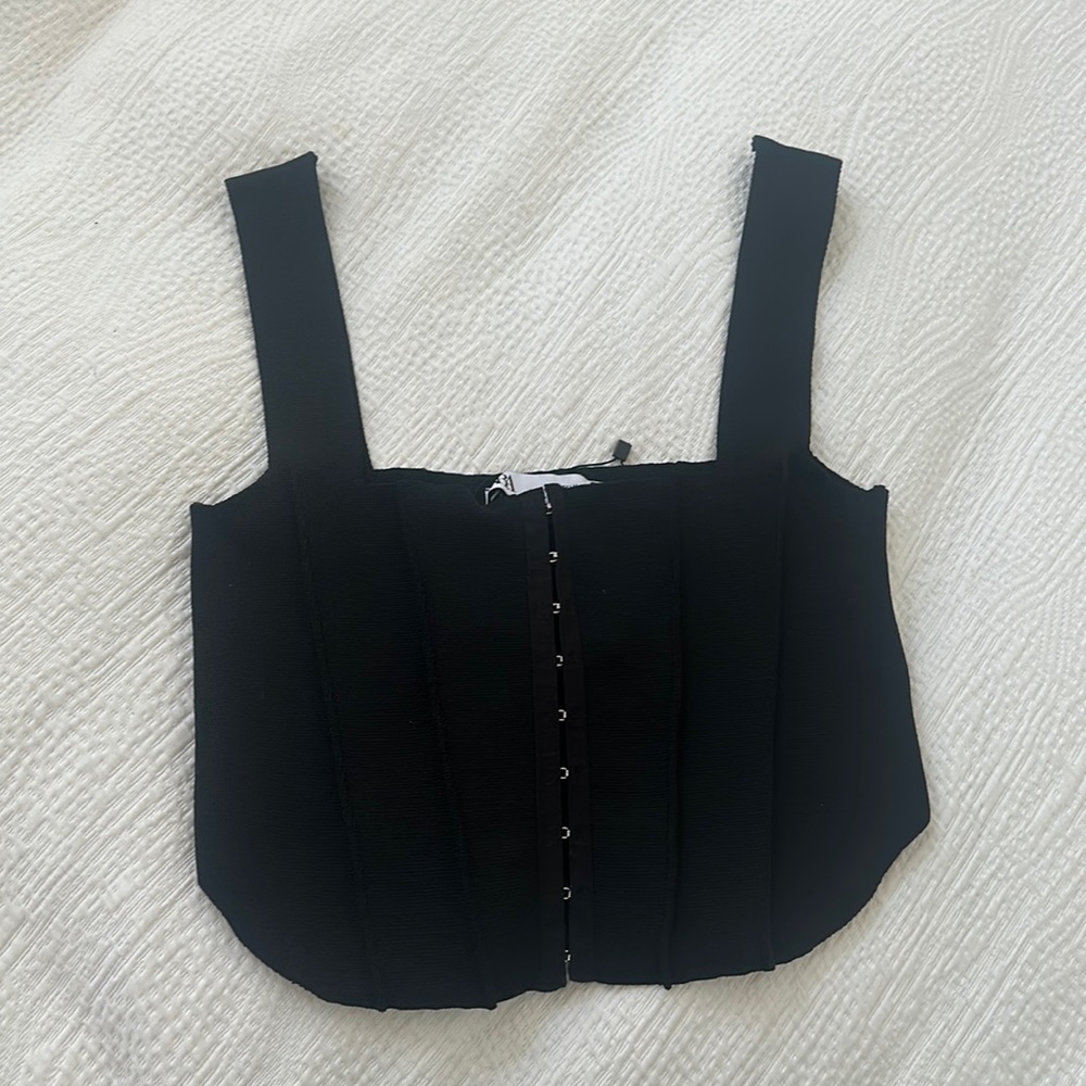 Zara Knit Corset Top NWT Size M Black
